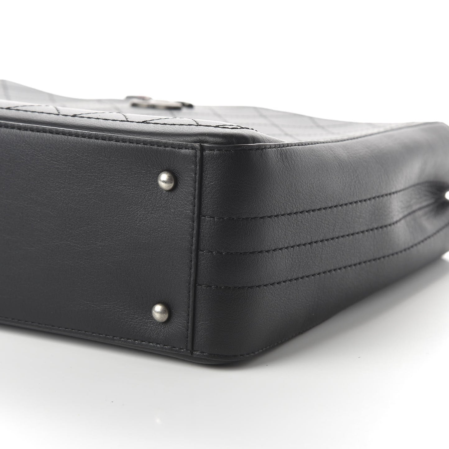 Bullskin Stitched Bi-Color Large Shopping Tote Black