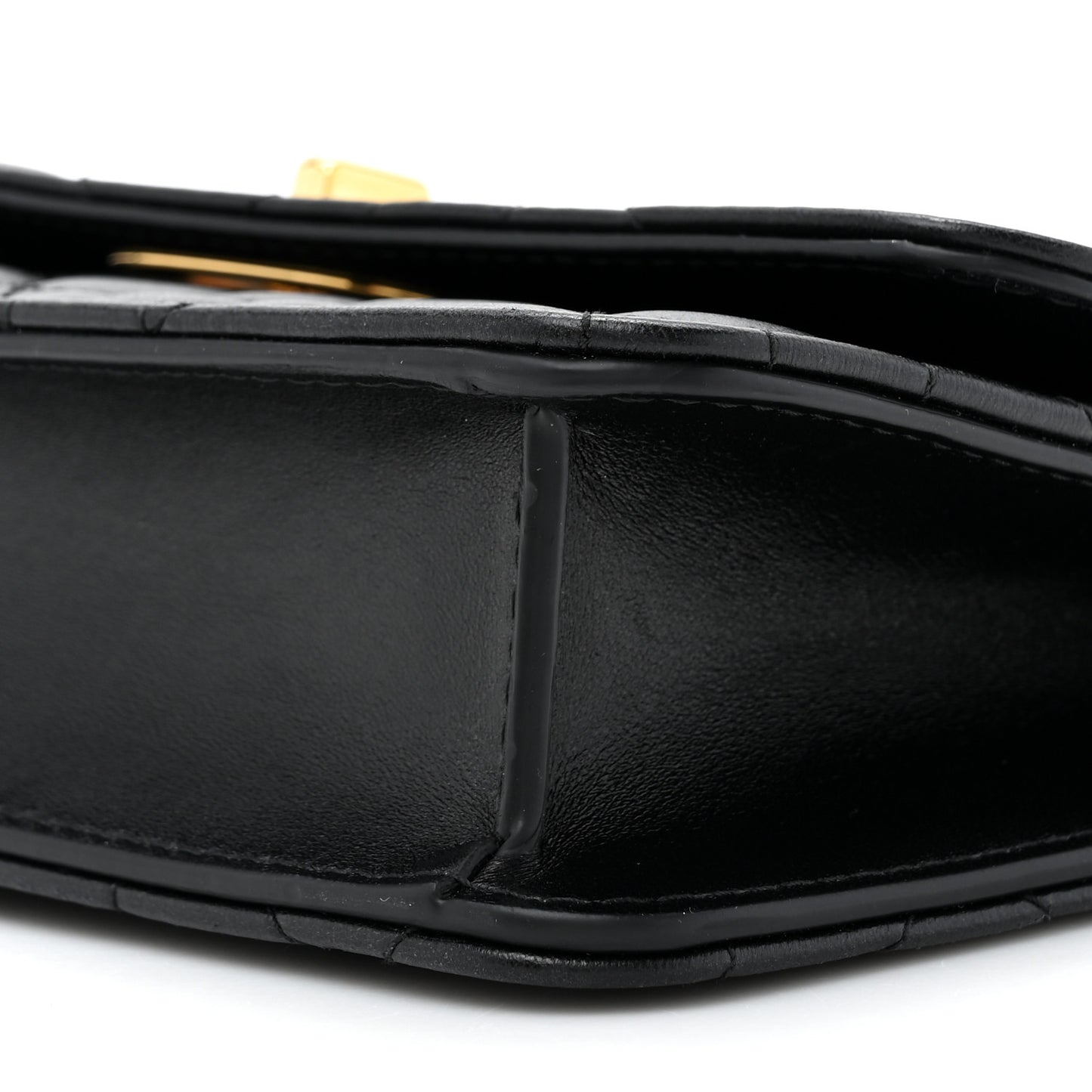 Lambskin Macrocannage Miss Caro Pouch With Chain Black