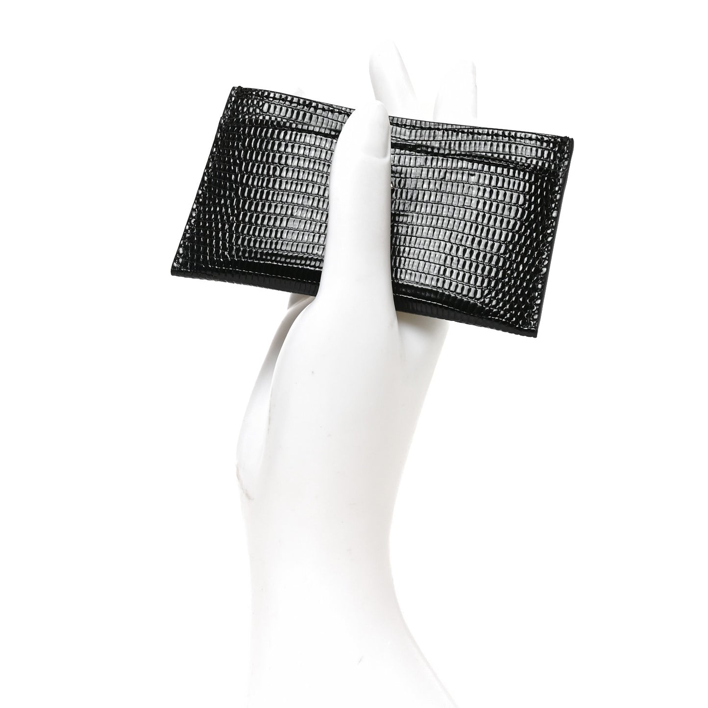 Lizard Embossed Card Holder Black