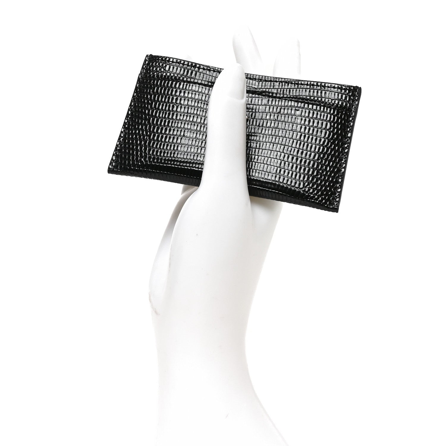 Chanel Lizard Embossed Card Holder Black 2 of 8
