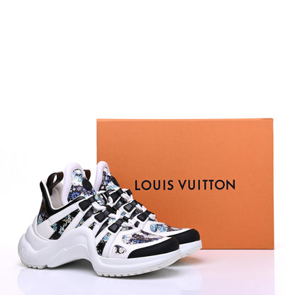 Louis Vuitton Flower Printed Calfskin Monogram LV Archlight Sneakers 39.5 Black Blue 10 of 10