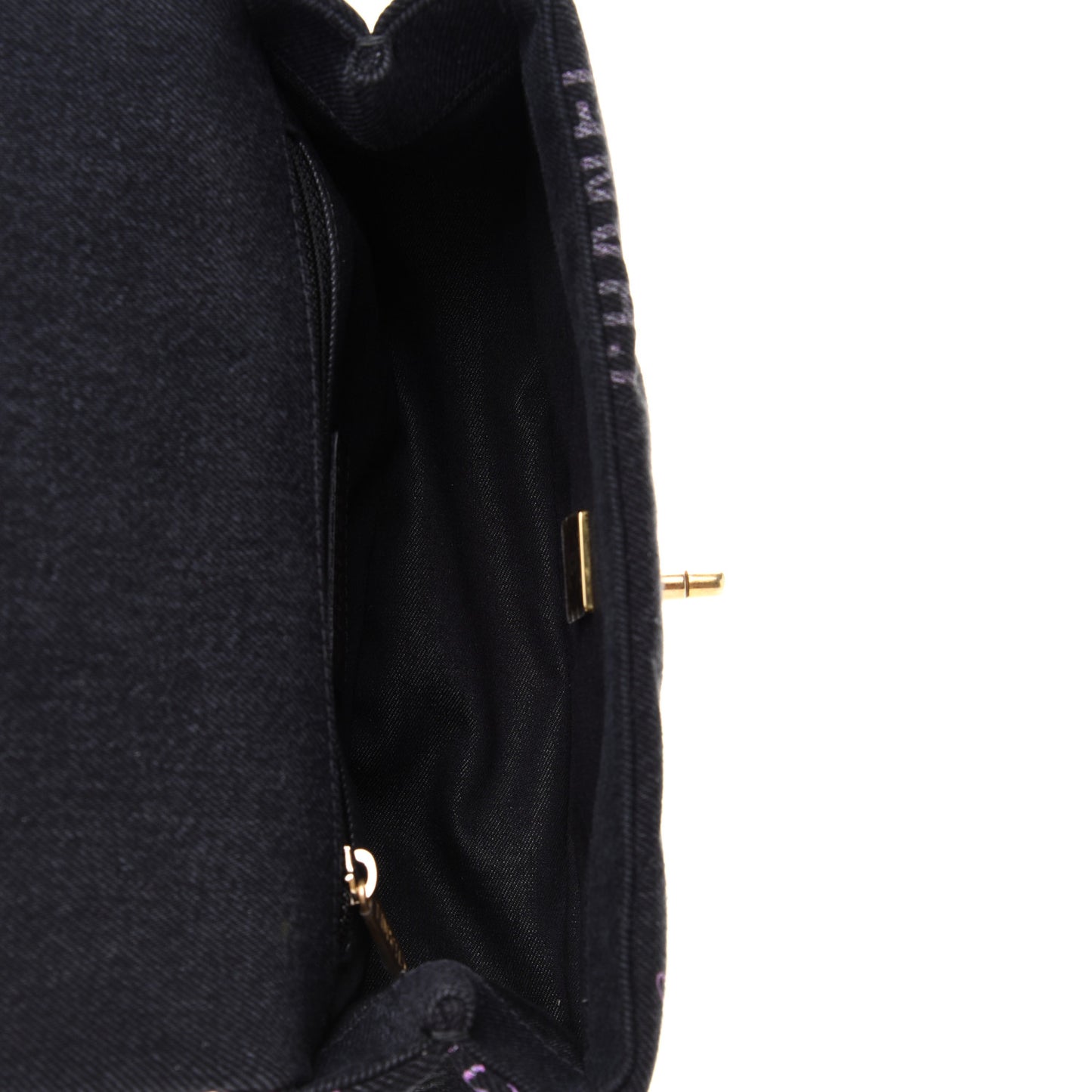 Denim Quilted Denim Mood Mini Rectangular Flap Black Multicolor