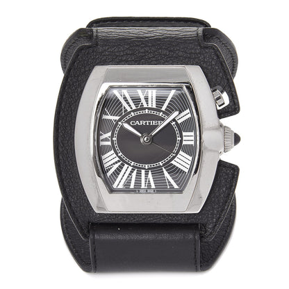 Cartier Stainless Steel Calfskin Roadster Quartz Travel Alarm Clock Black 1 of 7