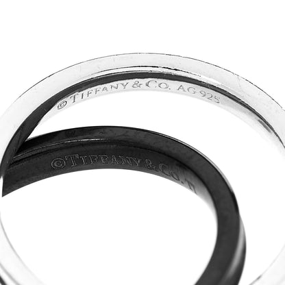 Tiffany Sterling Silver Titanium 1837 Interlocking Ring 54 7 4 of 4