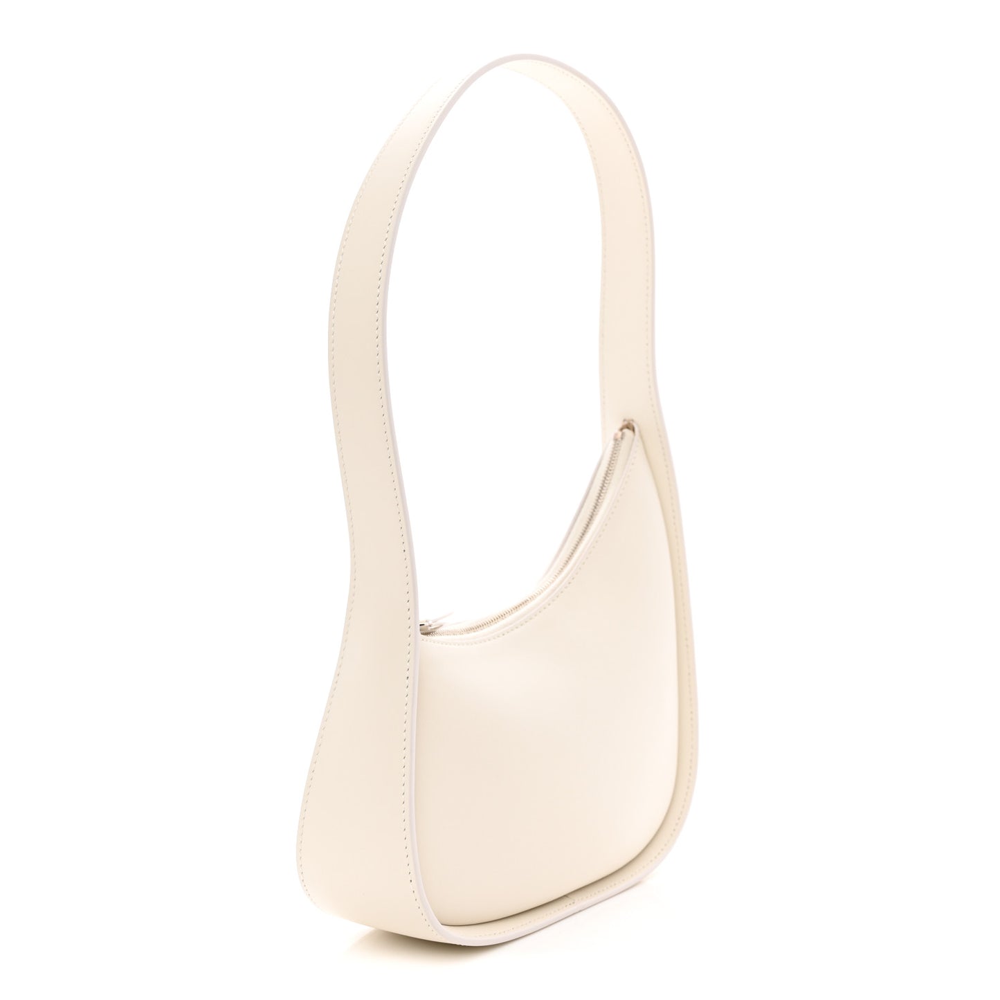 Smooth Calfskin Half Moon Shoulder Bag New Ivory