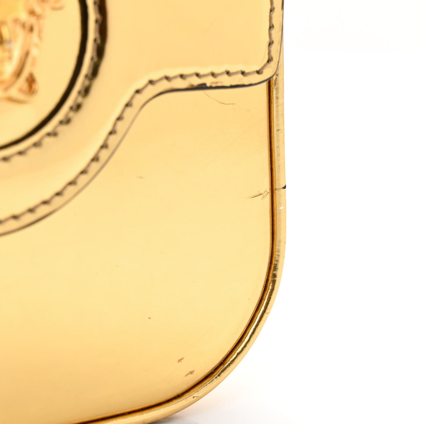 Metallic Calfskin Mini La Medusa Bag Gold