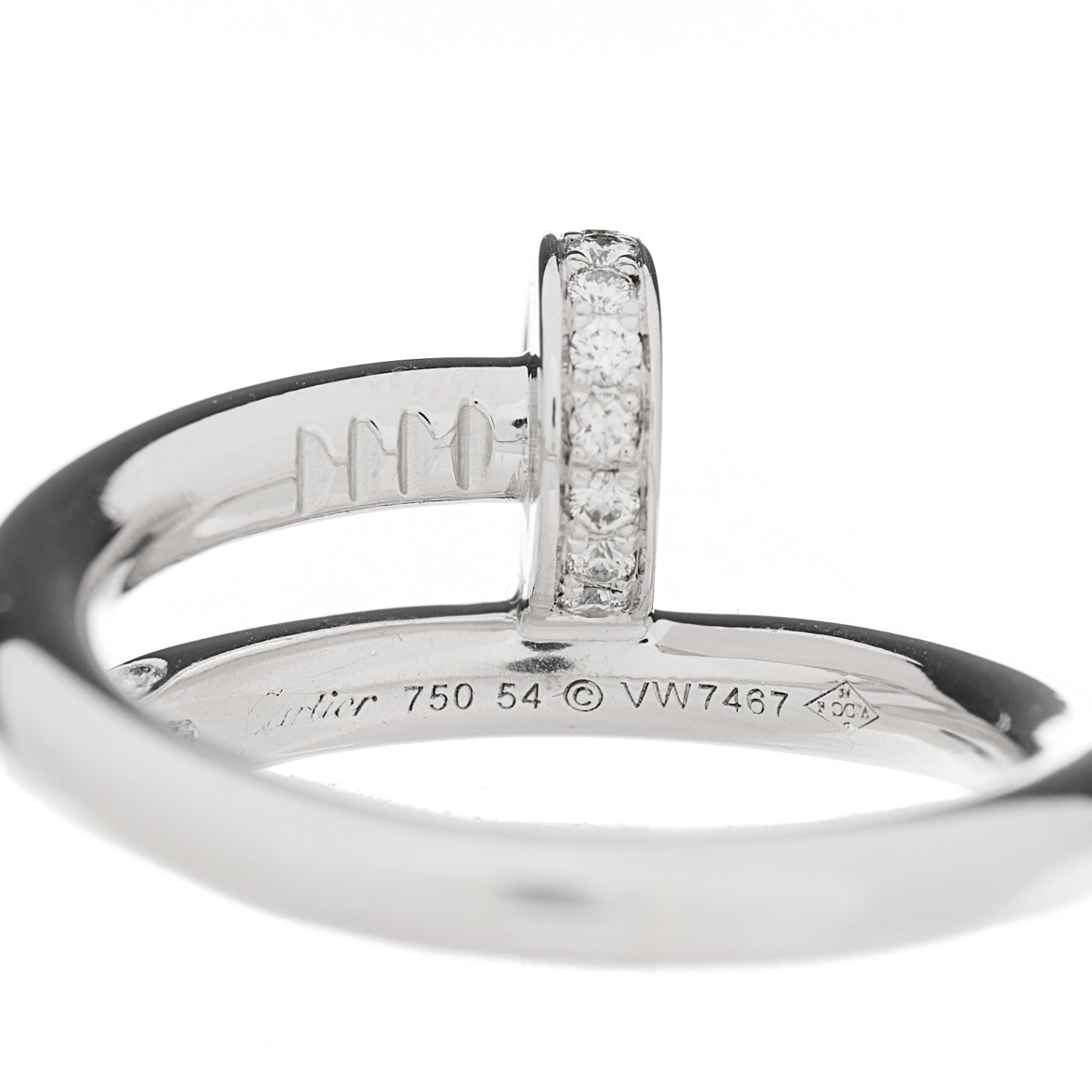 Cartier 18K White Gold Diamond Juste Un Clou Ring 54 6.75 3 of 3