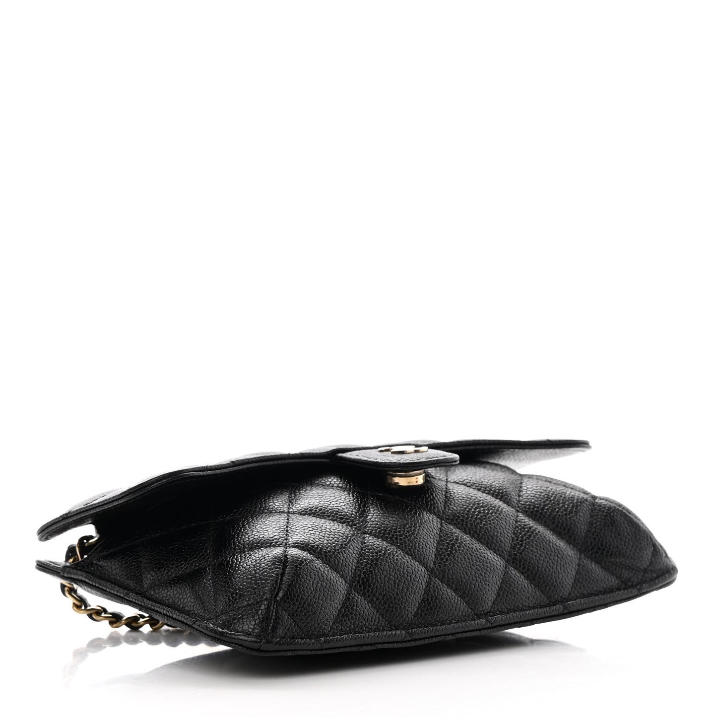 Caviar Fabric Quilted Foldable Tote With Chain Black Multicolor