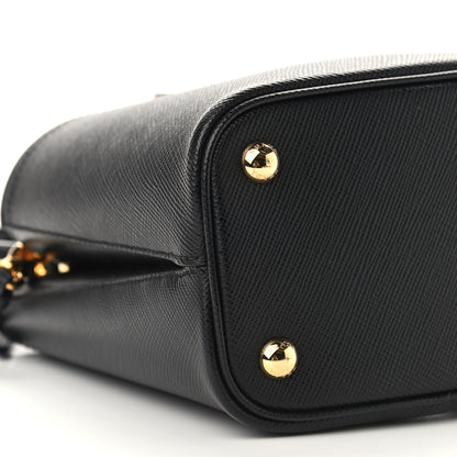 Prada Saffiano Cuir Small Panier Bucket Bag Black Fuoco 9 of 10