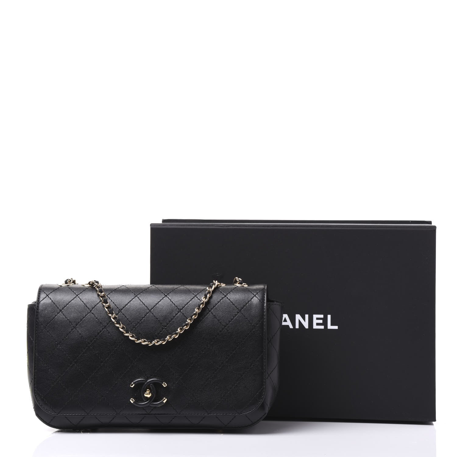 Chanel Calfskin Stitched Medium Covered CC Flap Bag Black 10 of 10