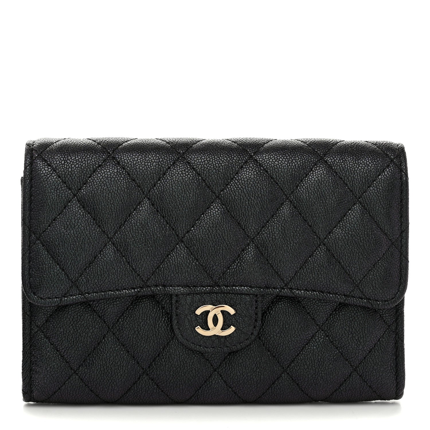 Chanel Iridescent Caviar Quilted Medium Flap Wallet Black 1 of 10