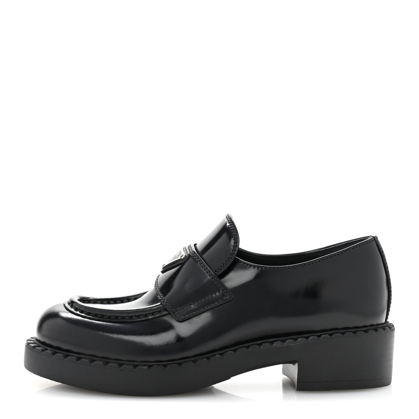 Spazzolato Metal Triangle Logo 50mm Loafers 36 Black