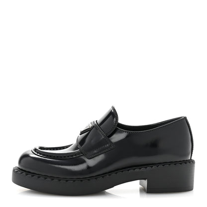 Prada Spazzolato Metal Triangle Logo 50mm Loafers 36 Black 1 of 10