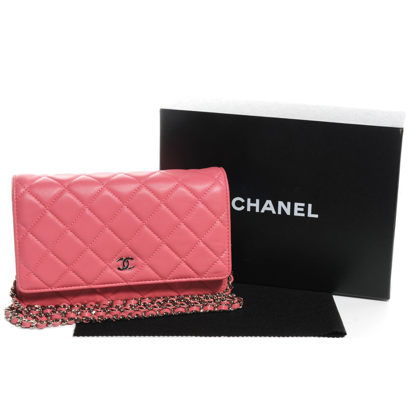 Lambskin Wallet On Chain WOC Pink