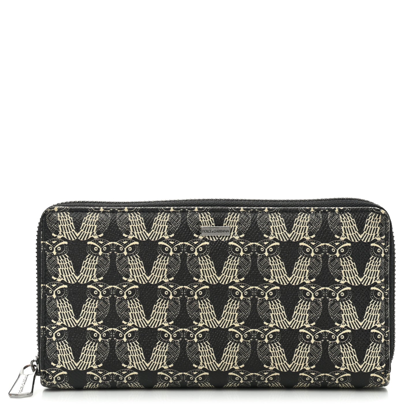 Dauphine Owl Print Zip Around Wallet Black