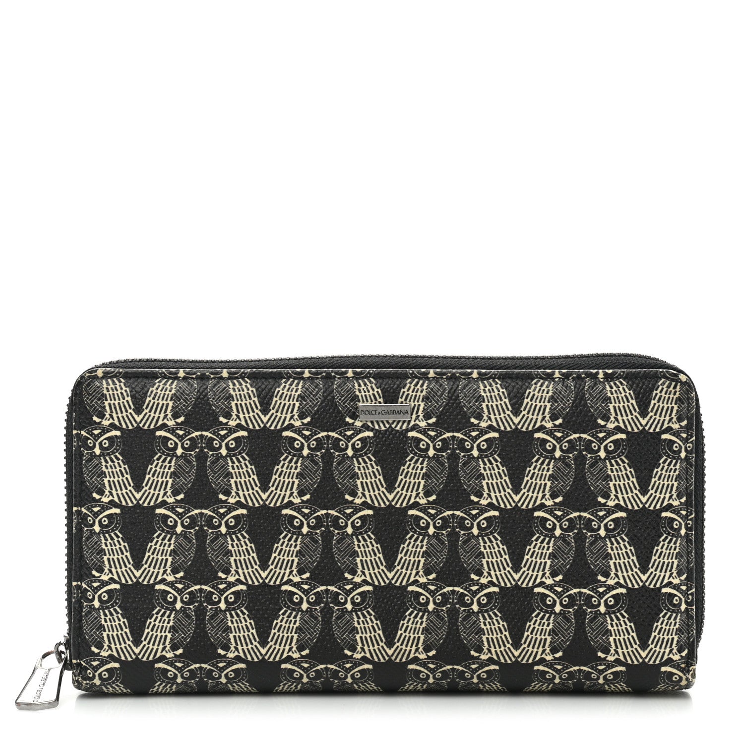 Dolce & Gabbana Dauphine Owl Print Zip Around Wallet Black 1 of 7