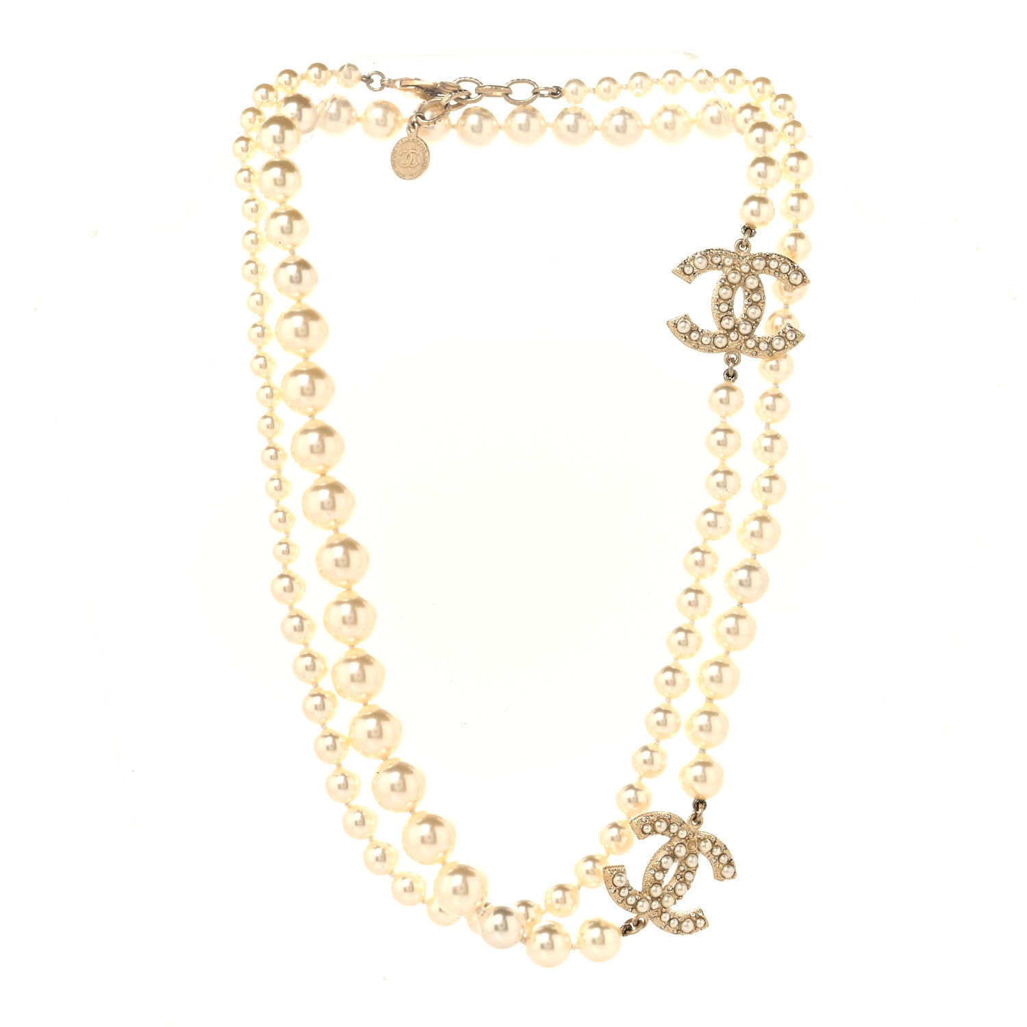 Chanel Pearl CC 100th Anniversary Long Necklace Light Gold Light Gold 3 of 5