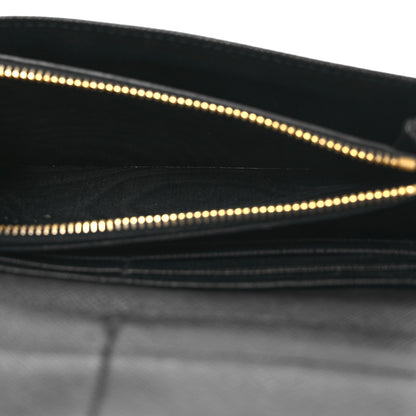 Prada Saffiano Metal Continental Flap Wallet Black 7 of 14