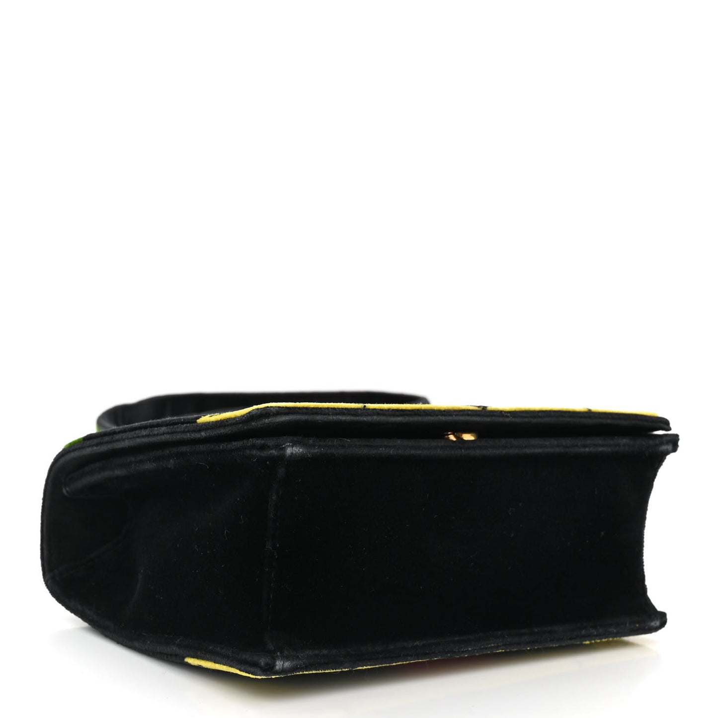 Velluto Ricamo Cahier Shoulder Bag Black