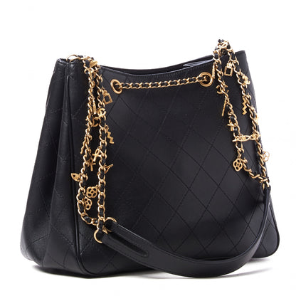 Chanel Calfskin Stitched Egyptian Amulet Drawstring Bag Black 3 of 11