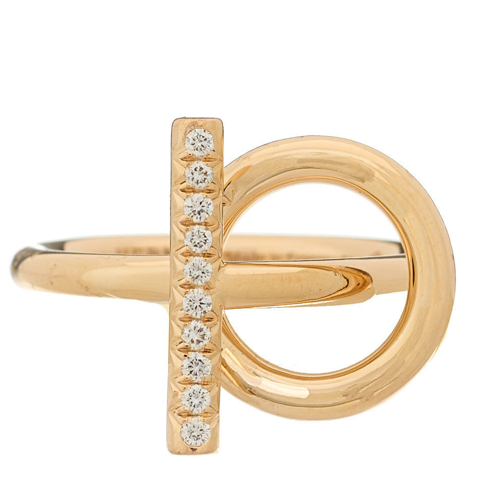 Hermes 18K Rose Gold Diamond PM Echappee Ring 51 5.75 1 of 6