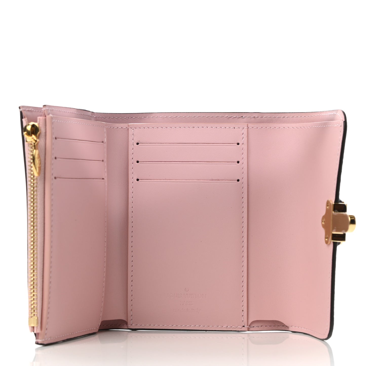 Patent Calfskin Monogram Cherrywood Compact Wallet Rose Ballerine