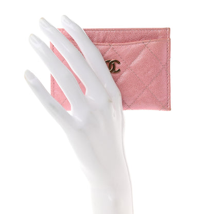 Chanel Iridescent Caviar Quilted Card Holder Rose Pink 2 of 9