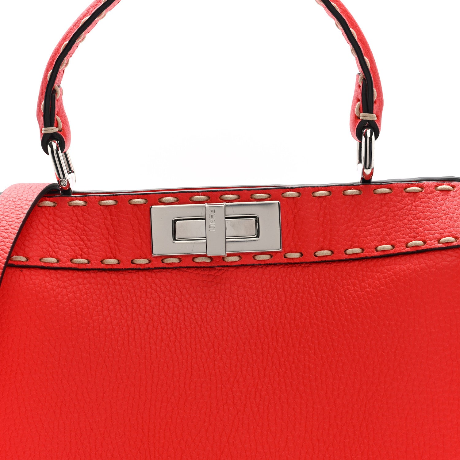Fendi Vitello Granato Camoscio Selleria Macro Stitchings Medium Peekaboo I SEE U Satchel Tullipano 8 of 10