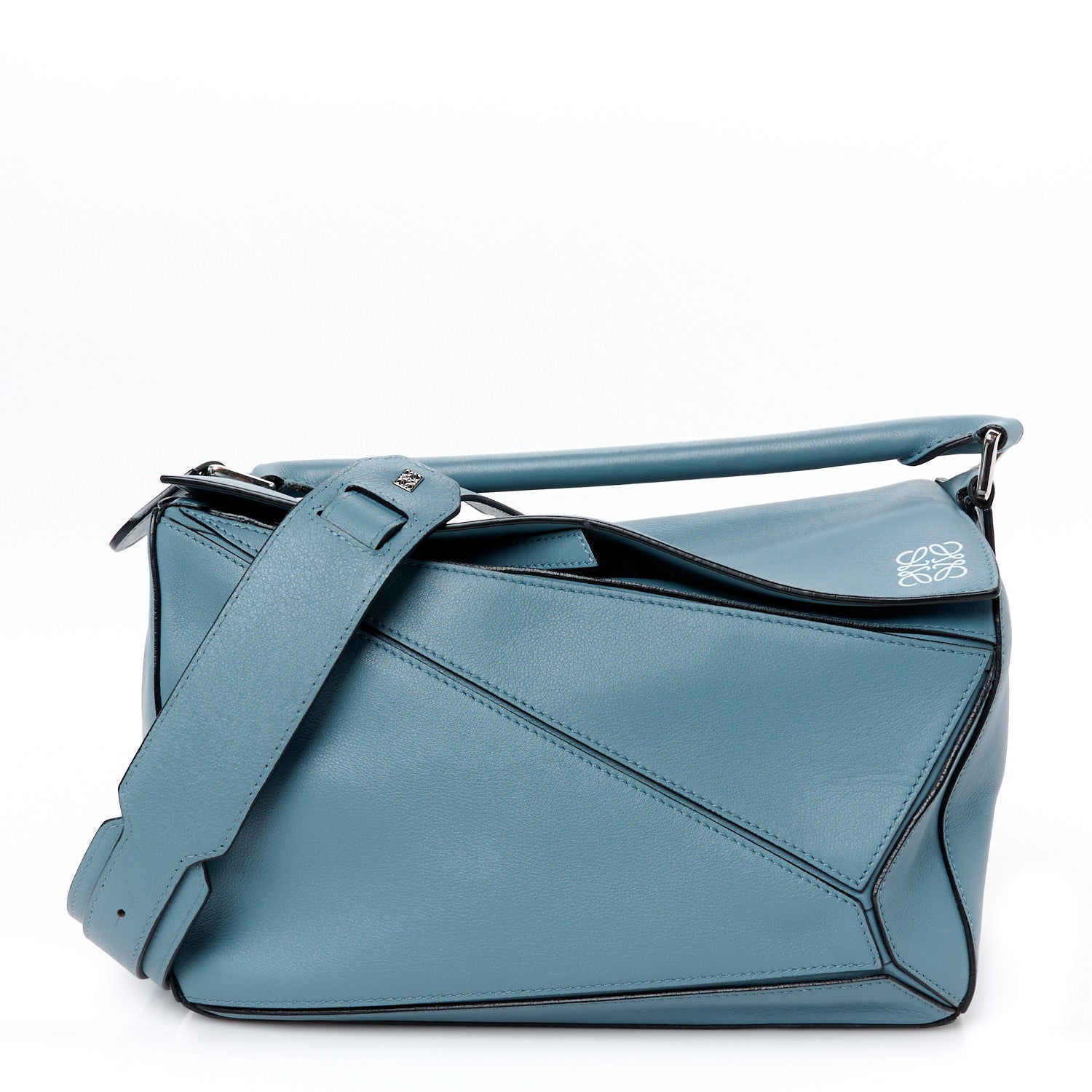 Loewe Calfskin Medium Puzzle Bag Stone Blue 1741009 – FASHIONPHILE