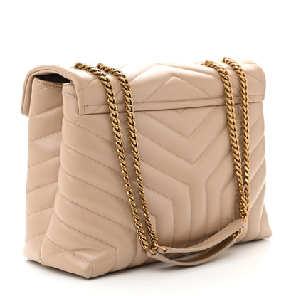 Saint Laurent Calfskin Y Quilted Monogram Medium Loulou Chain Satchel Nude Powder 3 of 11