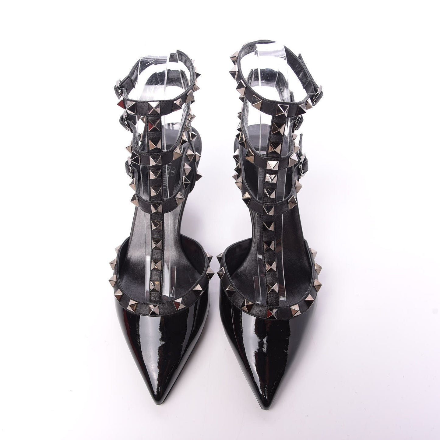 Patent Nappa Rockstud Ankle Strap 65mm Pumps 37 Black