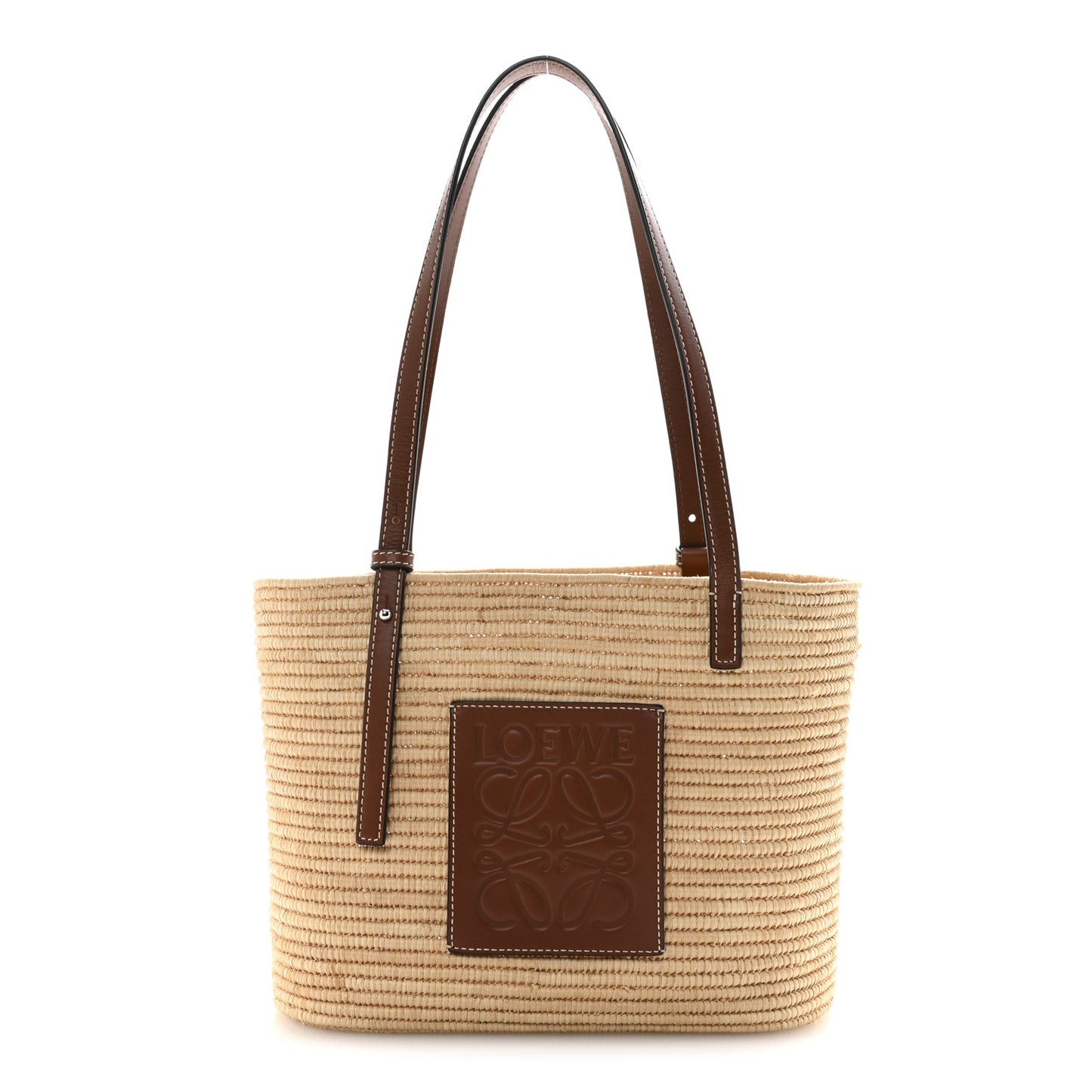 Raffia Small Square Basket Tote Bag Natural Tan