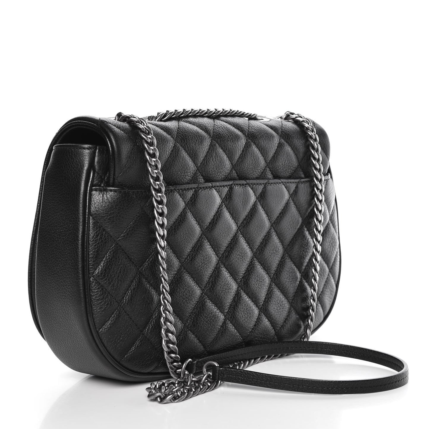 Calfskin Quilted Casual Pocket Messenger Flap Black