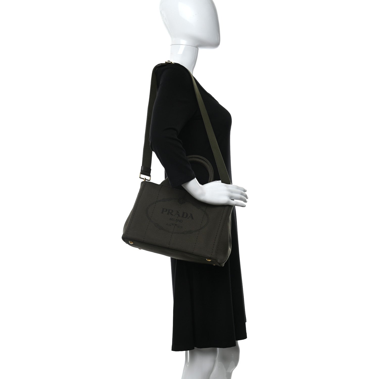 Prada Canapa Small Logo Tote Khaki 2 of 8