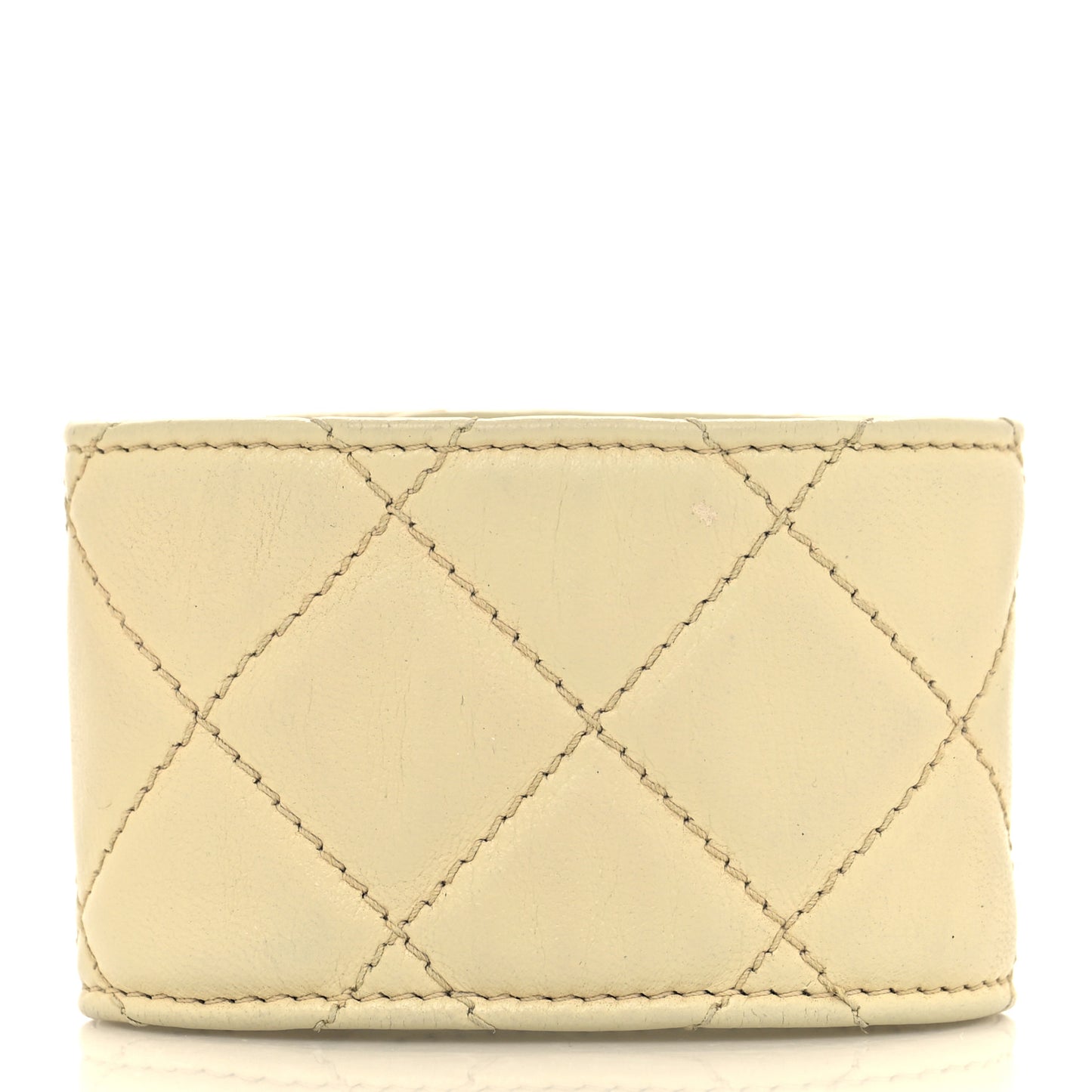 Lambskin Quilted CC Turnlock Cuff Bracelet White