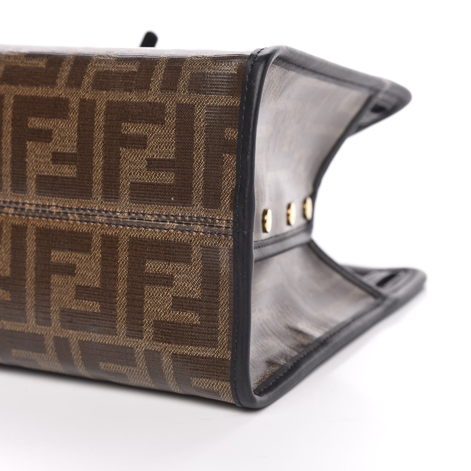 Fendi Glazed Fabric Vitello Century FF 1974 Stamp Patch Mini Peekaboo Defender Cover Mogano Panna Black 8 of 8