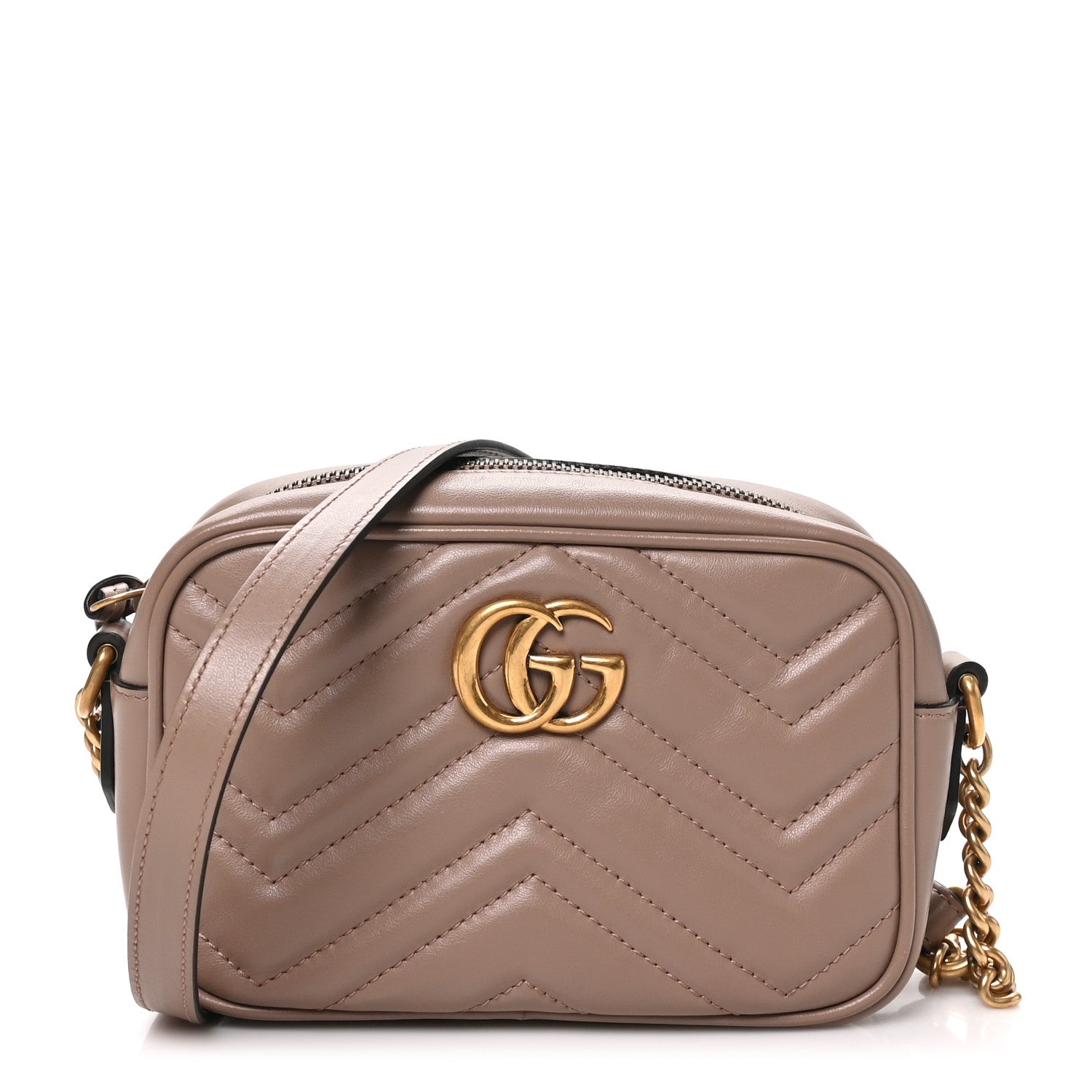 Gucci Calfskin Matelasse Mini GG Marmont Chain Shoulder Bag Porcelain Rose 1 of 10