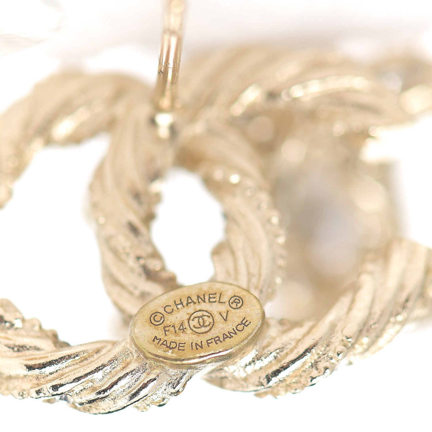 Chanel Crystal Twisted CC Earrings Gold 2 of 3