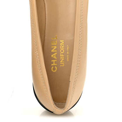 Chanel Lambskin Cap Toe CC Uniform Ballerina Flats 40 Beige Black 7 of 9