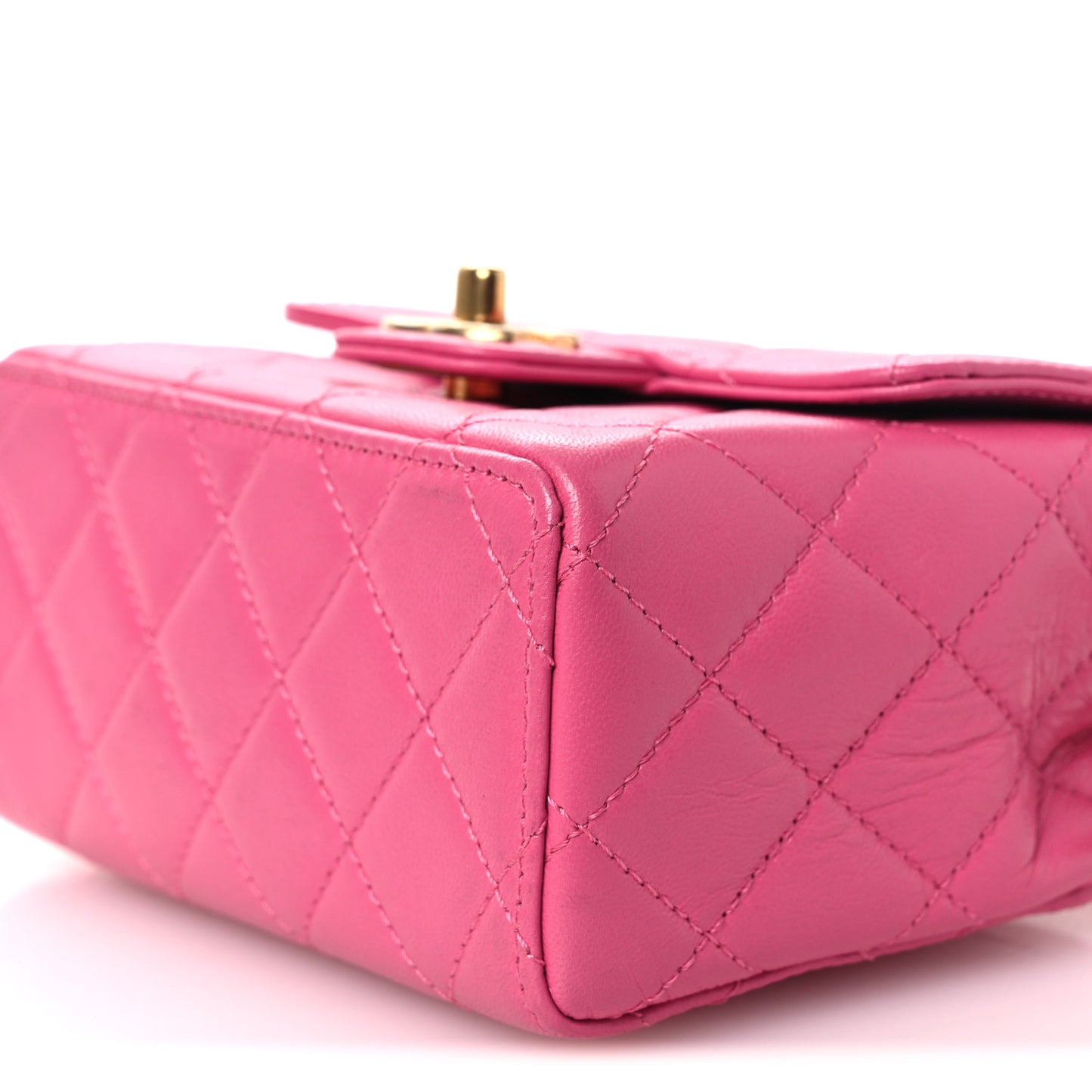Goatskin Quilted Mini Square Flap Pink