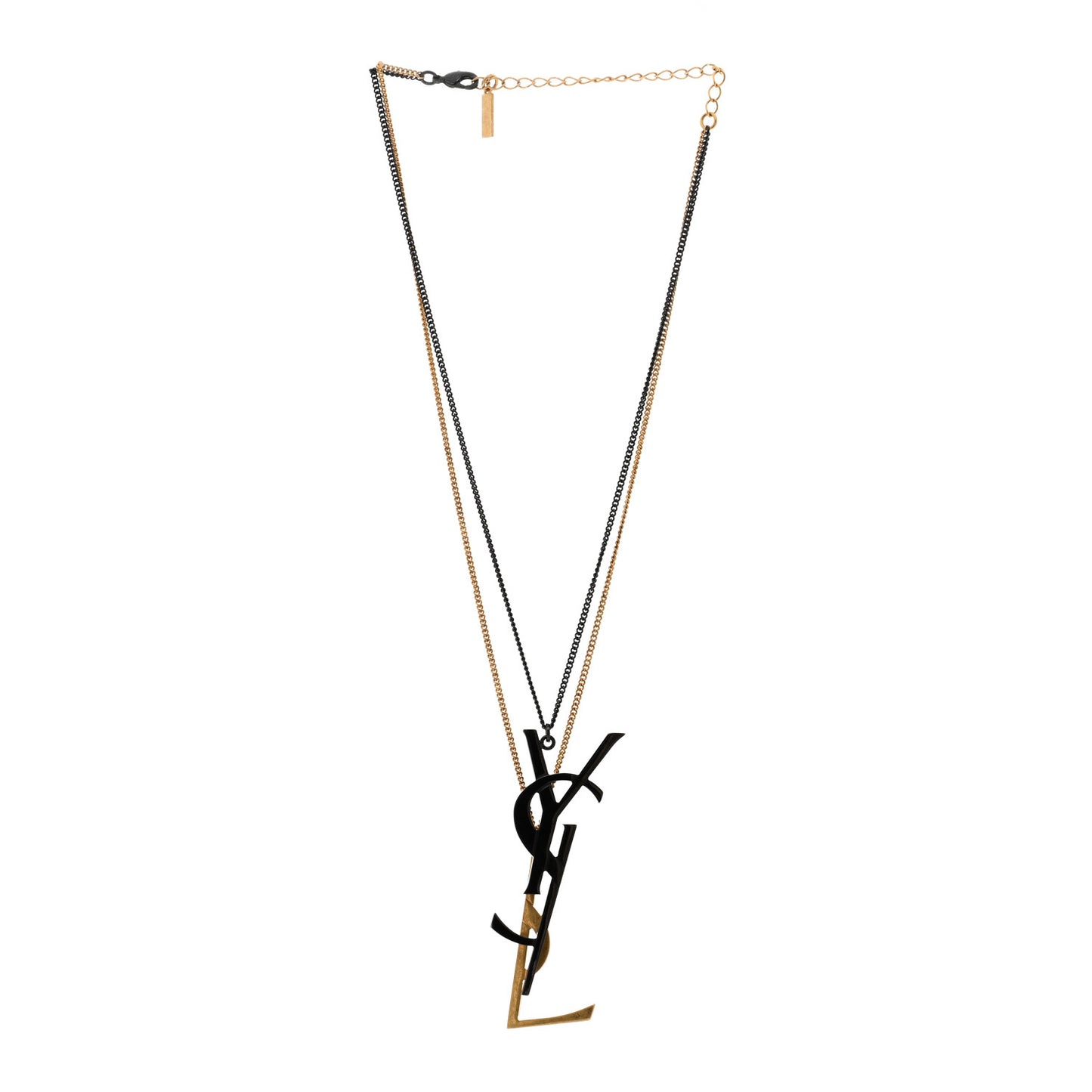 Metal Deconstructed Monogram Necklace Black Gold