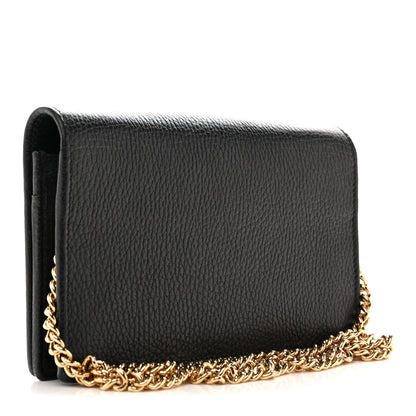 Gucci Dollar Calfskin Mini GG Marmont Chain Wallet Black 3 of 14