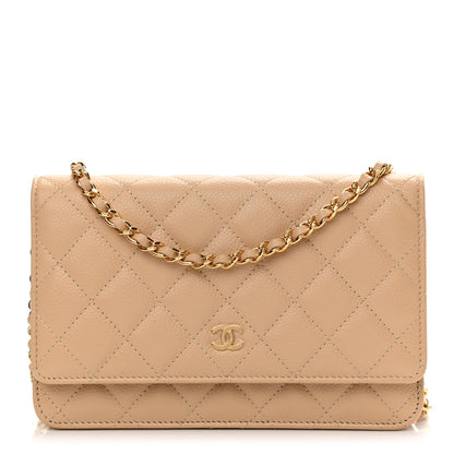Chanel Caviar Quilted Wallet On Chain WOC Beige 1 of 12