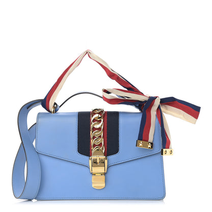 Gucci Calfskin Small Sylvie Shoulder Bag Clear Sky Blue 1 of 13