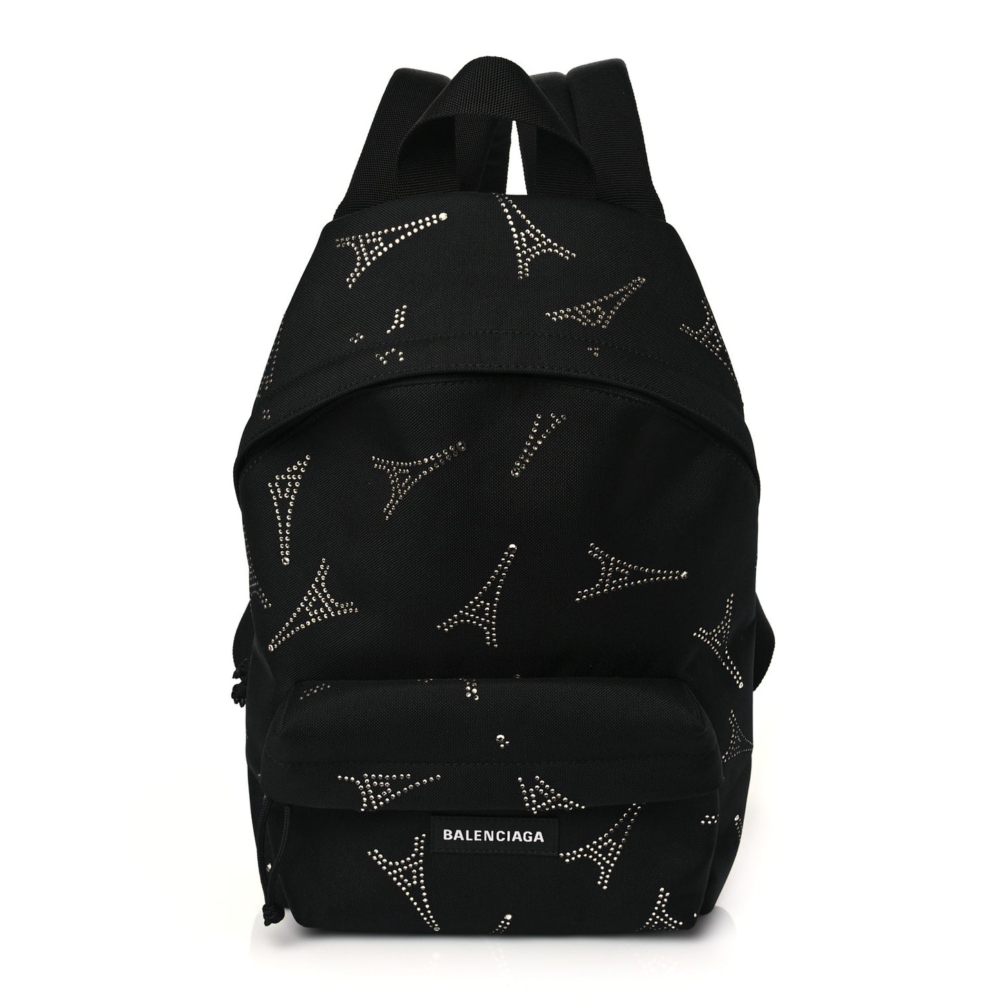 Canvas Crystal Embellished Eiffel Tower Explorer Backpack Black