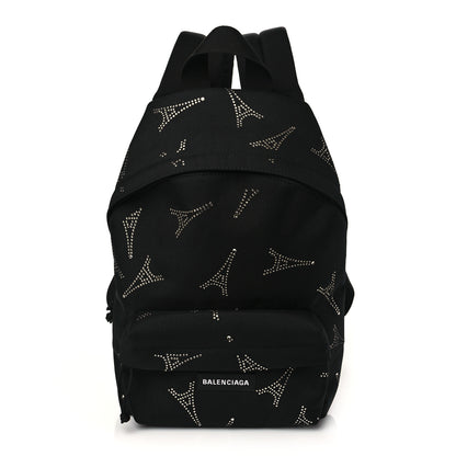Balenciaga Canvas Crystal Embellished Eiffel Tower Explorer Backpack Black 1 of 9