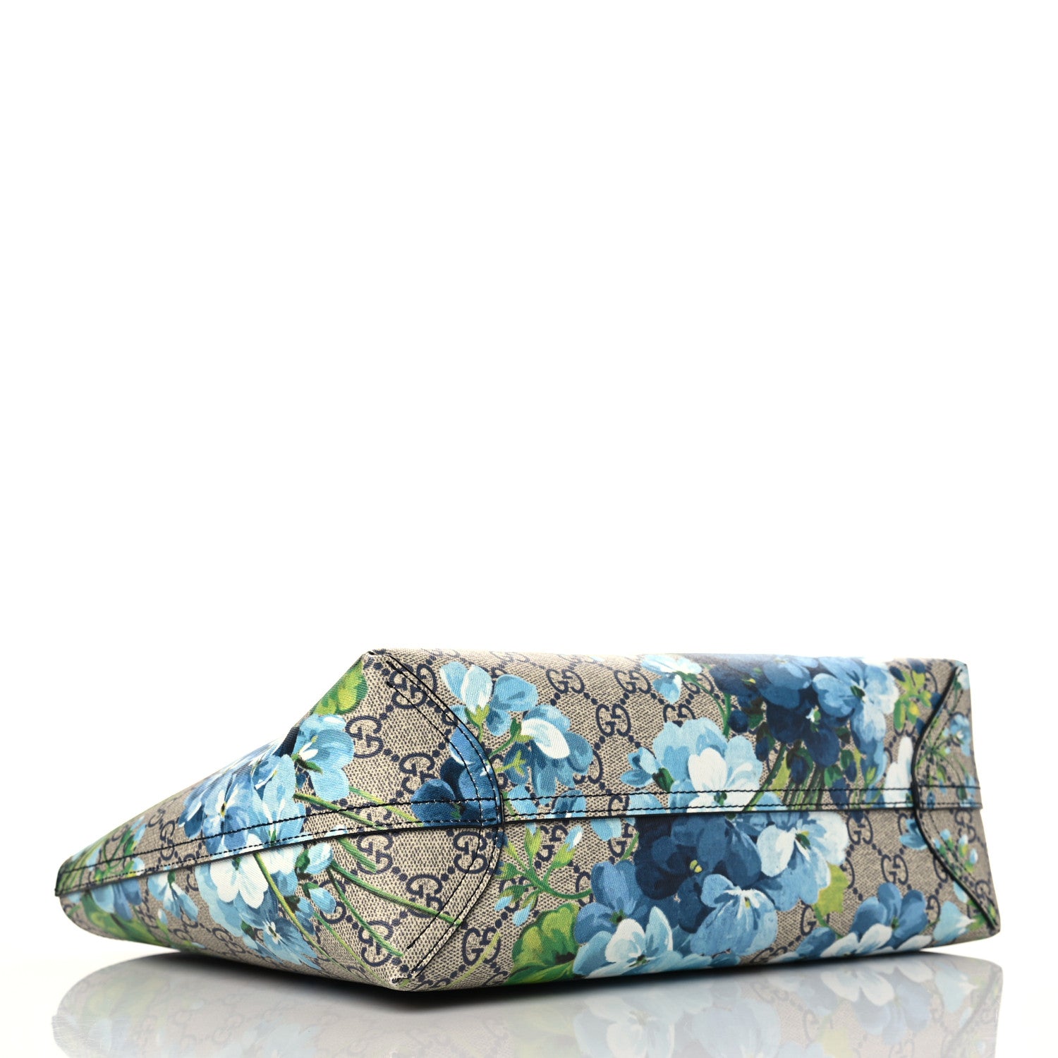 Gucci GG Supreme Monogram Blooms Small Reversible Tote Beige Blue Navy 4 of 8