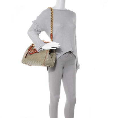 Marc Jacobs Quilted Coated Canvas and Ostrich Trim Stam Tote Light Grey 2 of 7