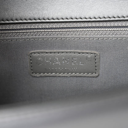 Chanel Metallic Calfskin Quilted New Medium Boy Flap Dark Silver 6 of 11