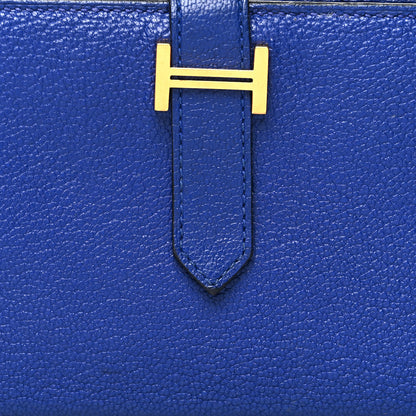Hermes Chevre Mysore Bearn Gusset Wallet Bleu Electrique 10 of 15